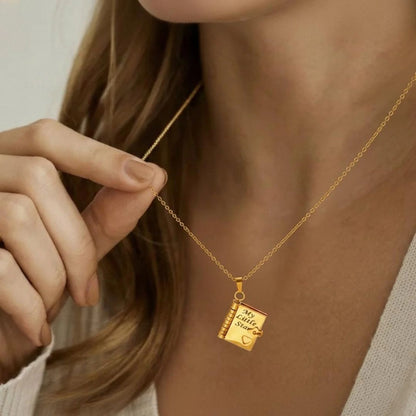 Customized Book Locket With Engraved Message