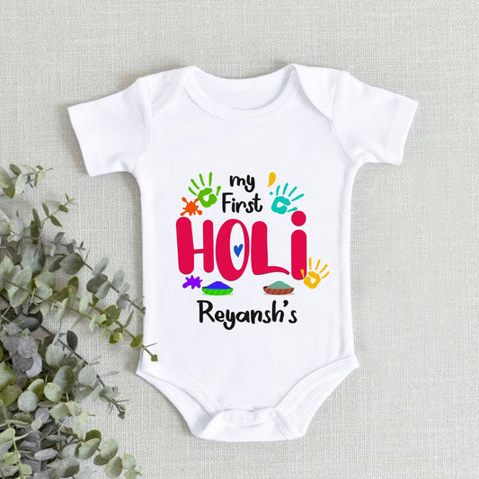 Customized First Holi T-Shirt For Baby