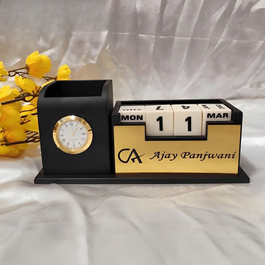 Customized Pen Stand with Clock and Calender