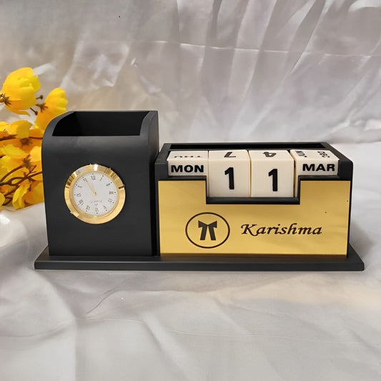 Customized Pen Stand with Clock and Calender