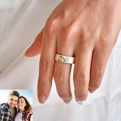 Customized Photo Engraved Ring With Inside Text