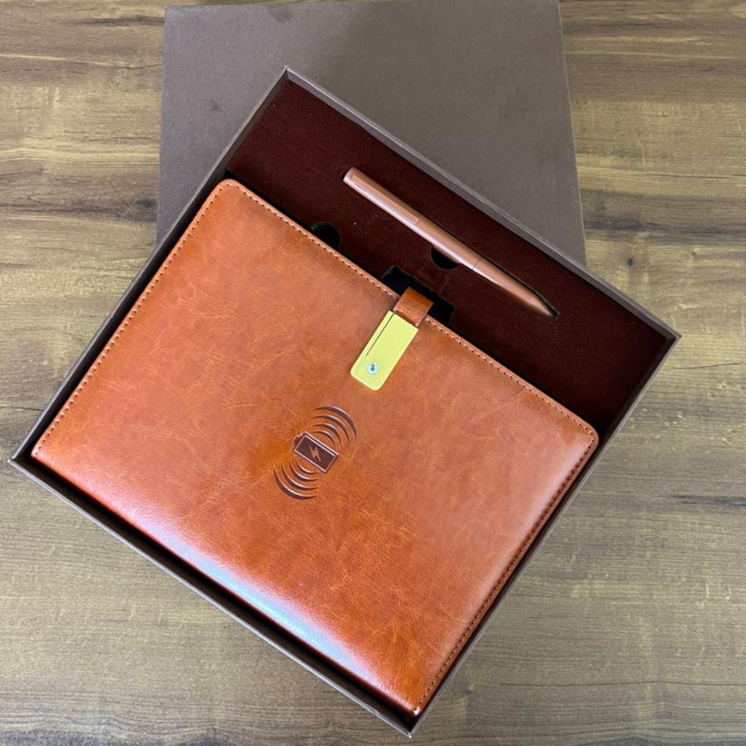 Customized Premium Diary Set With Wireless Charging and Pendrive