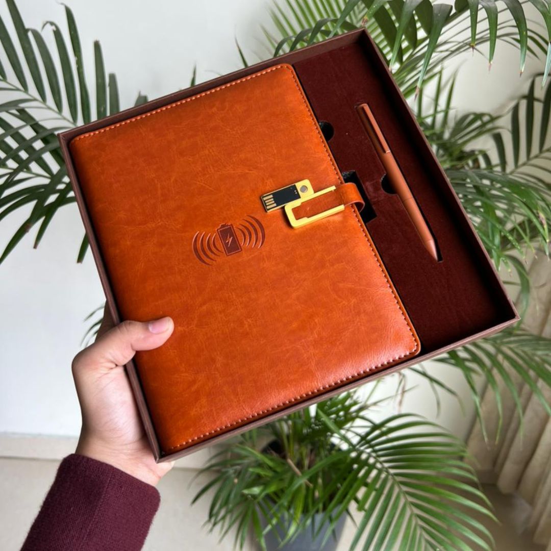 Customized Premium Diary Set With Wireless Charging and Pendrive