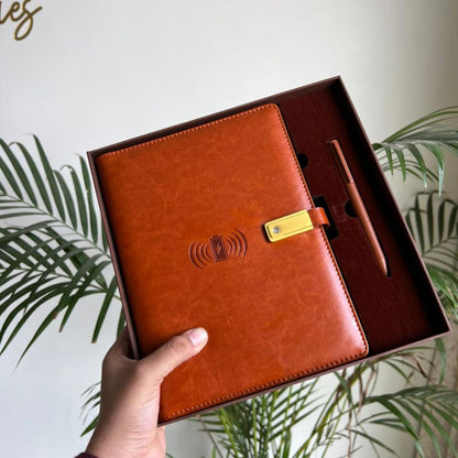 Customized Premium Diary Set With Wireless Charging and Pendrive
