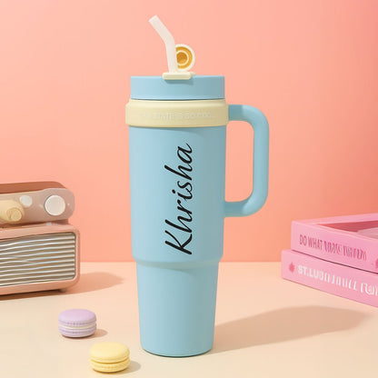 Customise Insulated Tumbler with handle and straw