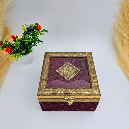 Decorative Dry Fruit Box With 4 Jars Filled With Dry Fruits