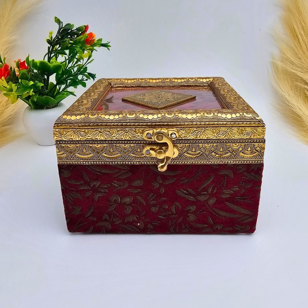 Decorative Dry Fruit Box With 4 Jars Filled With Dry Fruits