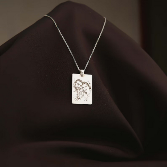 Engraved Family Photo Necklace