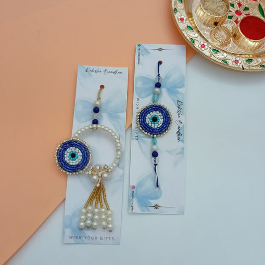 Evil Eye Pearl Charm Couple Rakhi