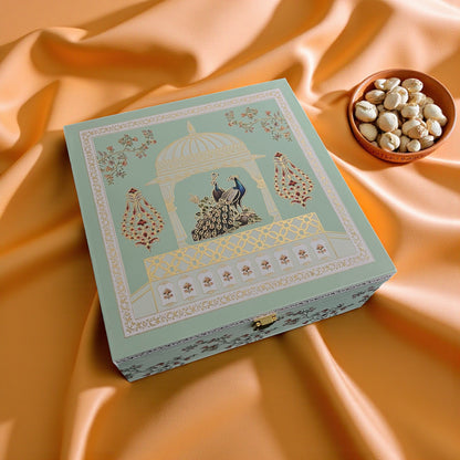 Exclusive MDF 4 Jar Dryfruits Box In Peacock Design