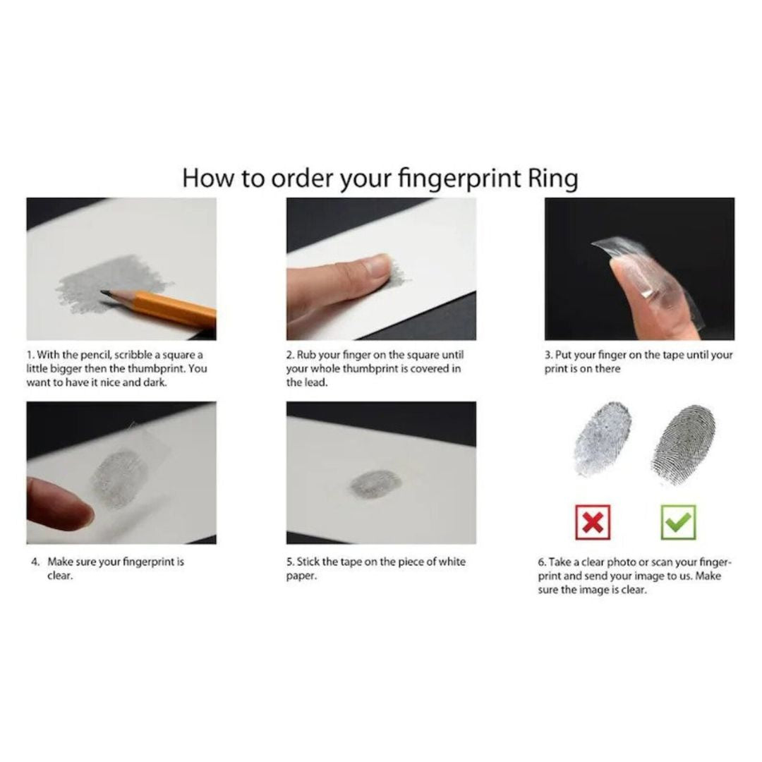 Fingerprint Ring With Inside and Outside Text | Set of 2 for Male and Female