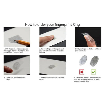 Fingerprint Ring With Inside and Outside Text | Set of 2 for Male and Female