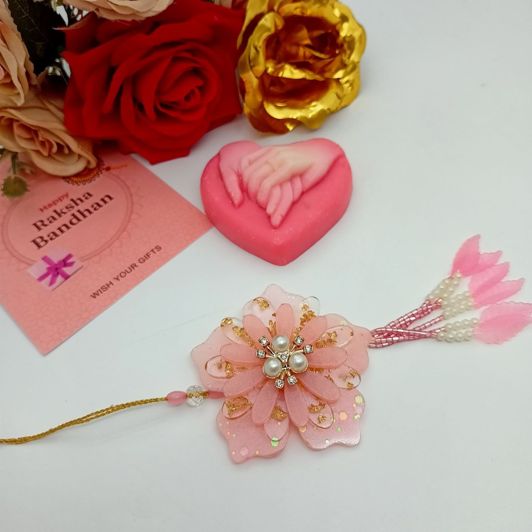 Floral & Pearl Rakhi with Puja Thali