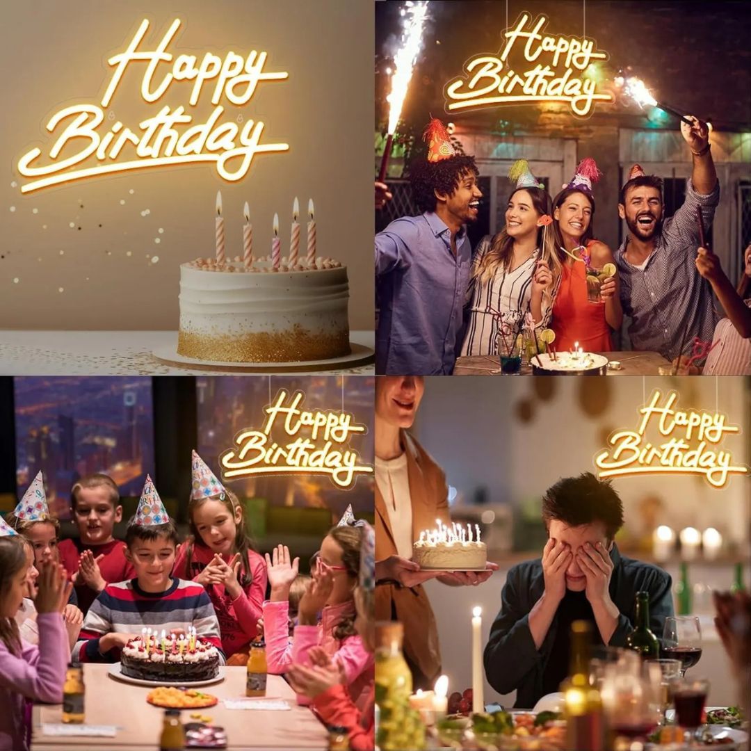 Happy Birthday Neon Sign Board | Party Home Decor