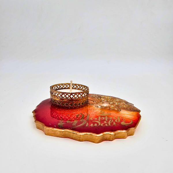 Happy Diwali Printed Resin Tealight Holder