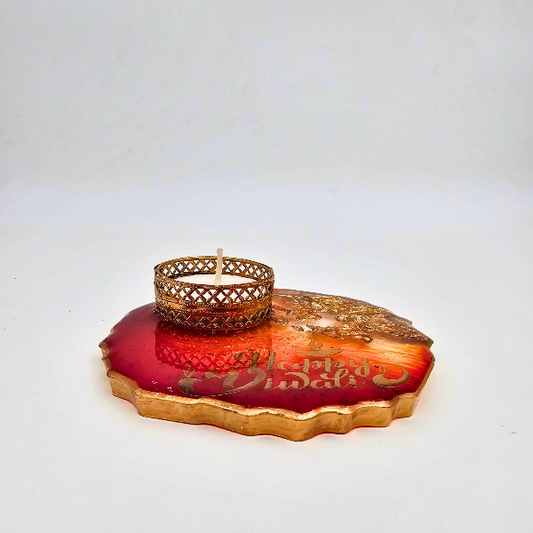 Happy Diwali Printed Resin Tealight Holder