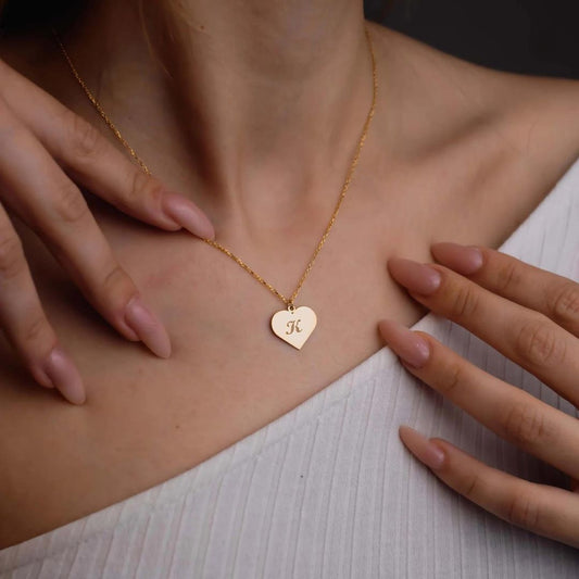 Heart Shape Cute Initial Necklace