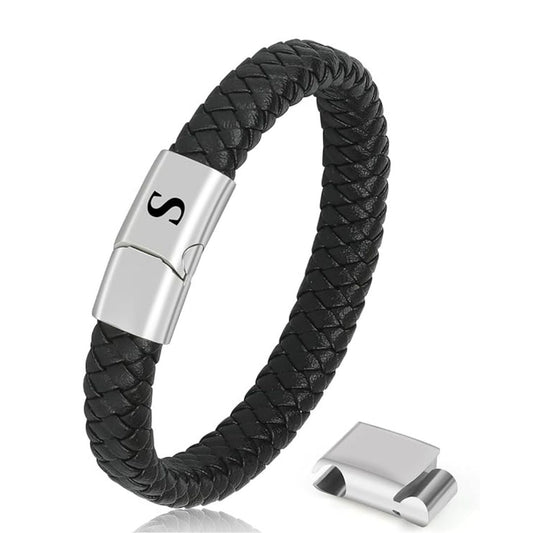 Initial Men's Leather Bracelet