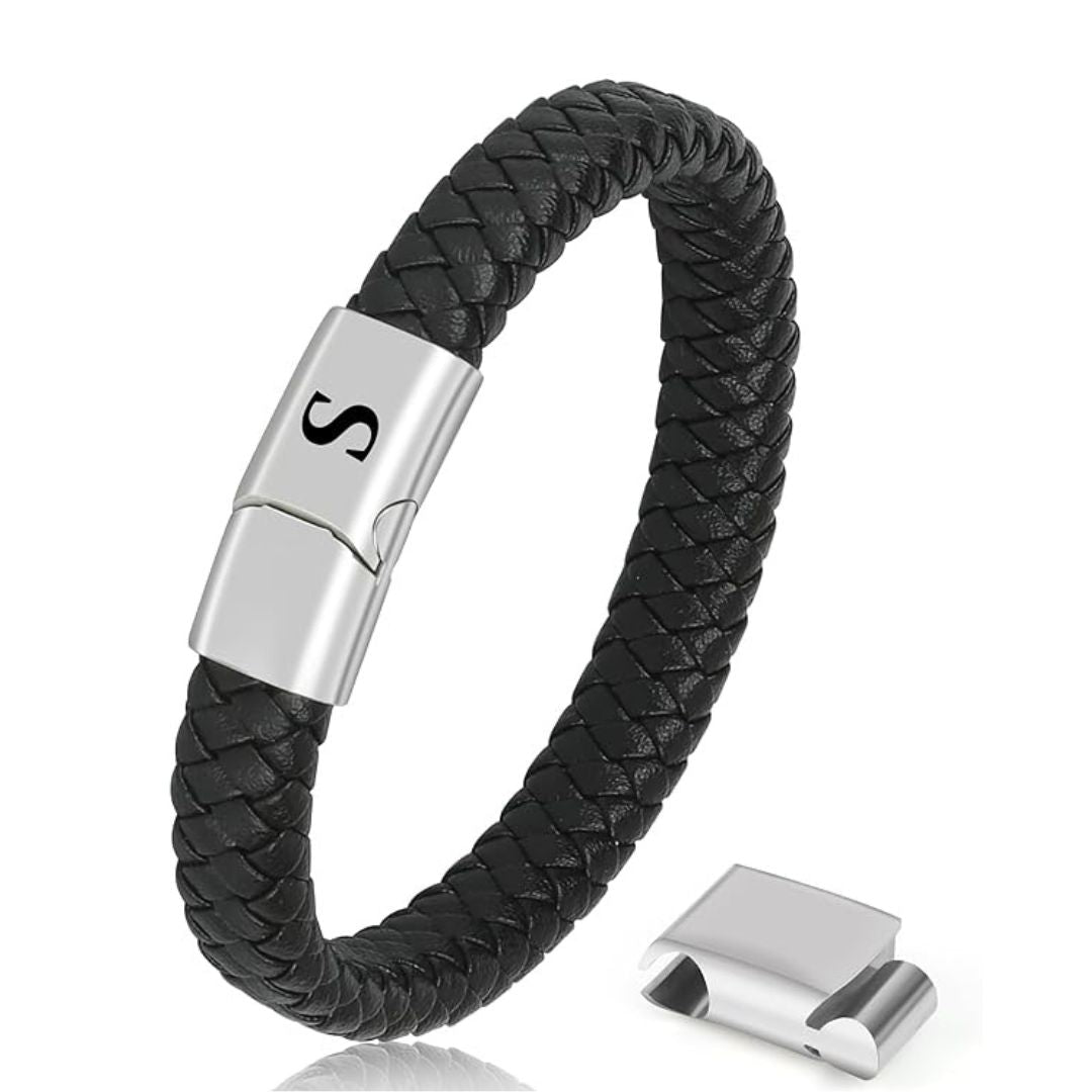 Initial Men's Leather Bracelet