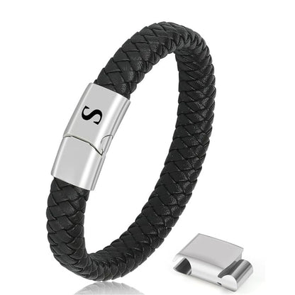 Initial Men's Leather Bracelet
