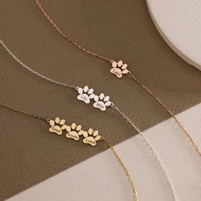 Initial Charm Paw Name Bracelet