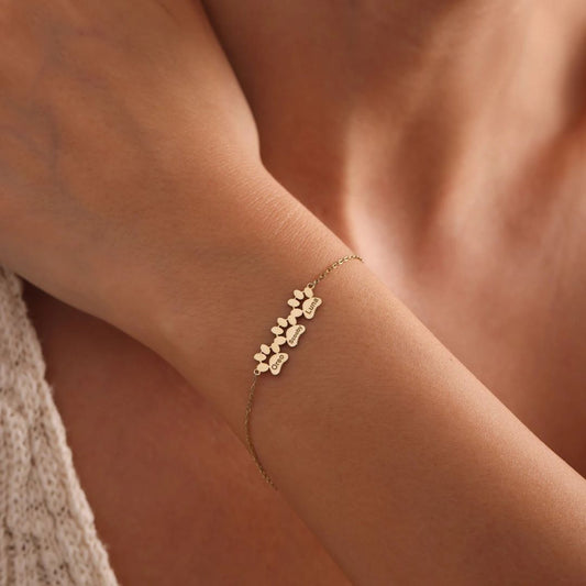 Initial Charm Paw Name Bracelet