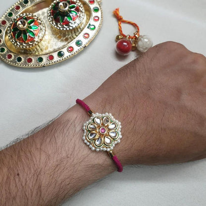 Kundan Stone Floral Rakhi