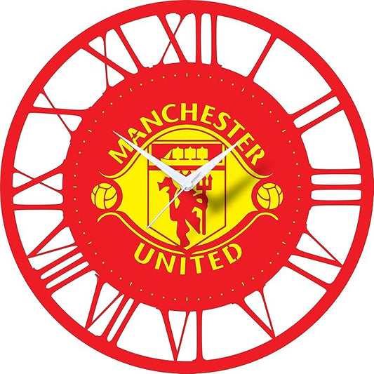 Manchester MUFC Football Designer MDF Wooden Crest Wall Clock