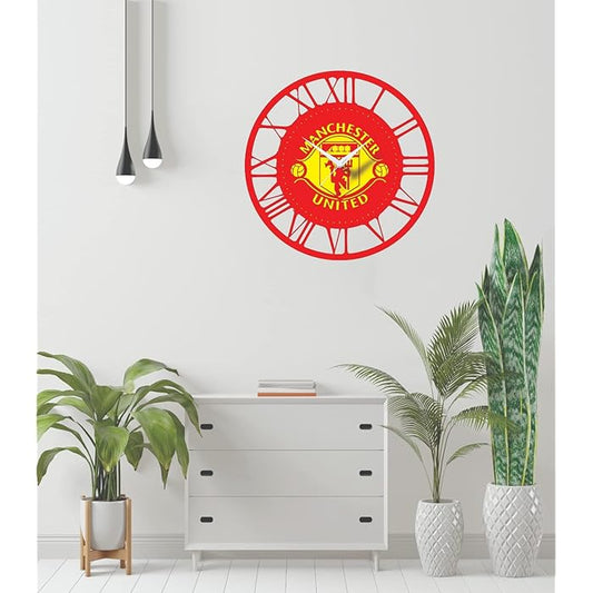 Manchester MUFC Football Designer MDF Wooden Crest Wall Clock
