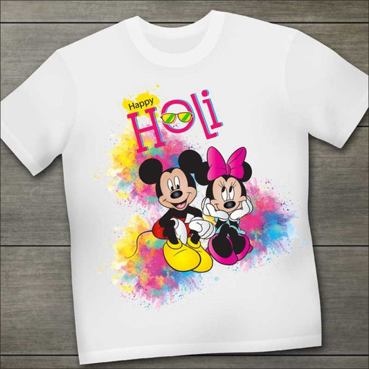 Mickey Mouse Printed Holi T-shirt