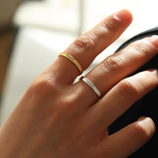 Minimalist Personalized Engraved Name Ring