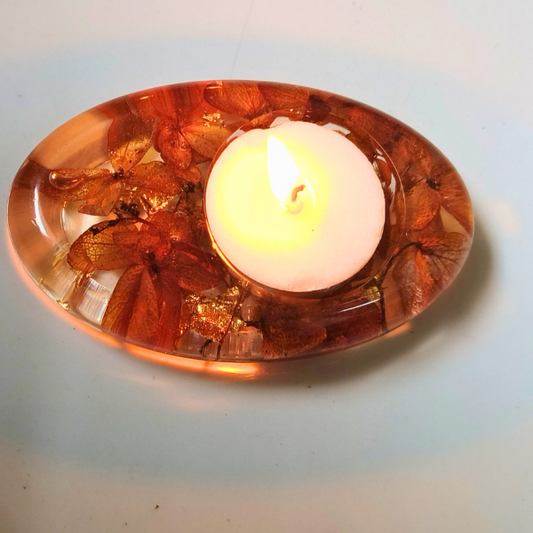 Oval Resin Tealight Holder For Diwali Decor