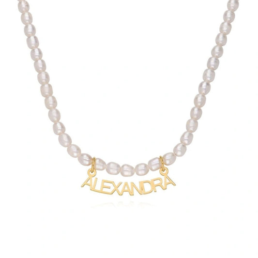 Pearl Name Necklace In Vermeil