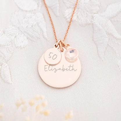 Personalised 50th Birthday Disc Name Necklace