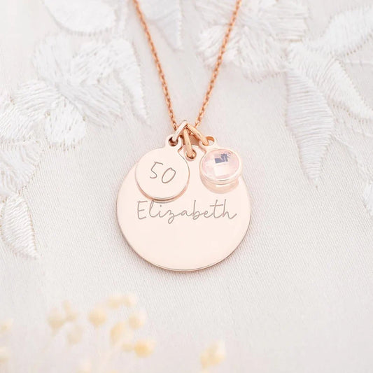 Personalised 50th Birthday Disc Name Necklace