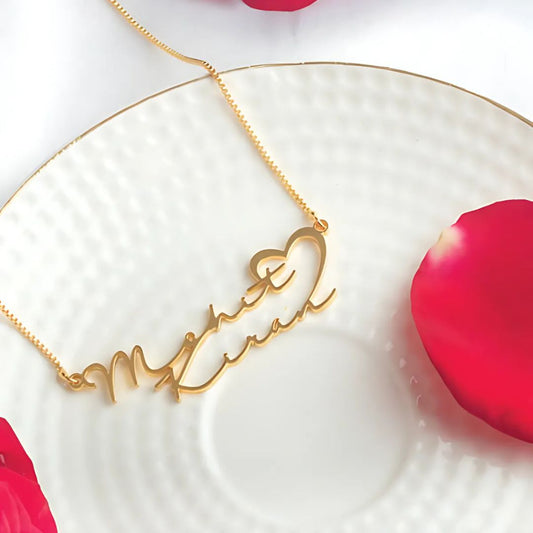 Personalized Signature Style Heart Couple Necklace
