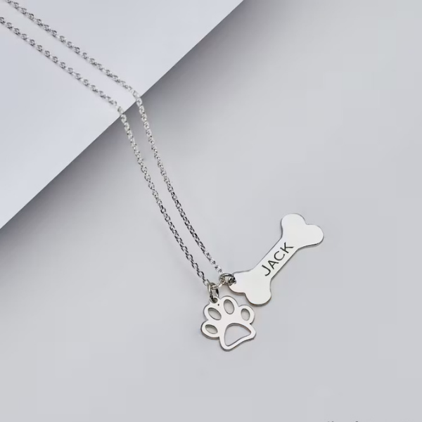 Engraved dog paw deals necklace