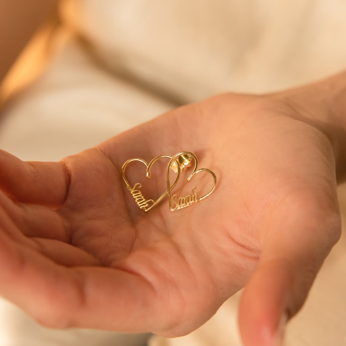 Personalized Name Heart Earrings