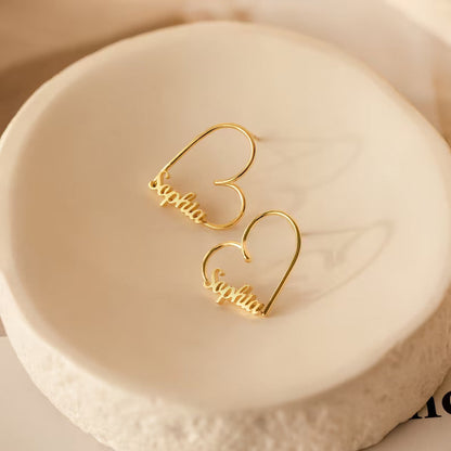 Personalized Name Heart Earrings