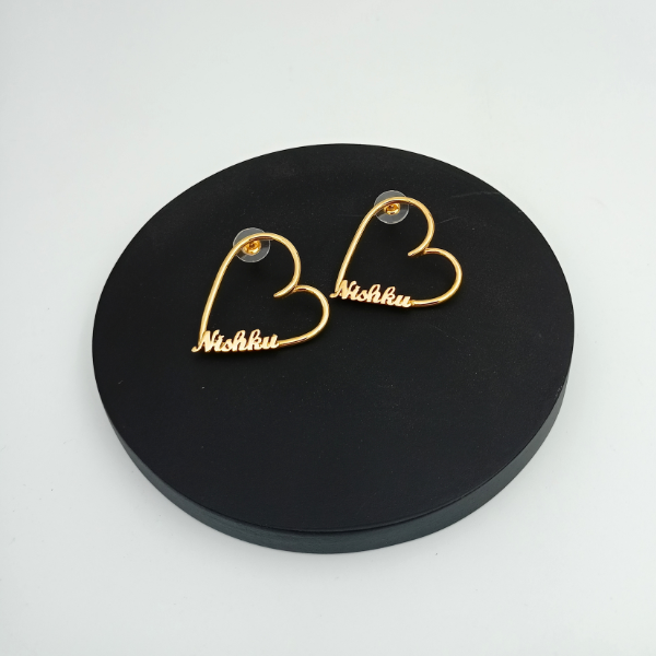 Personalized Name Heart Earrings