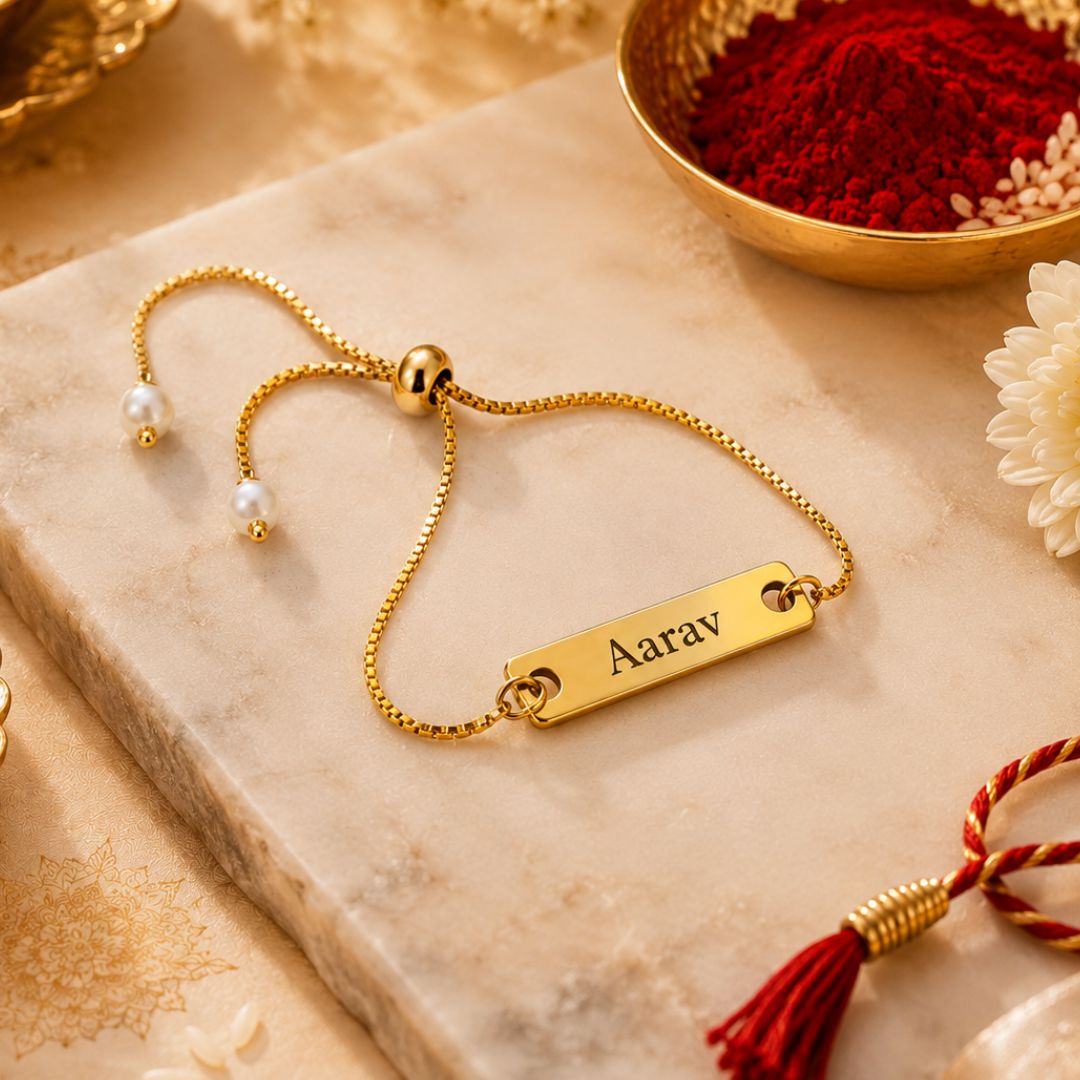 Personalized Adjustable Name Bracelet Rakhi