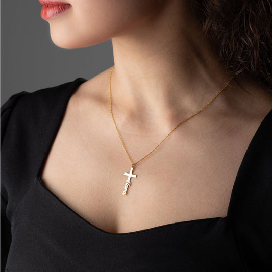 Personalized Baptismal Cross Name Necklace