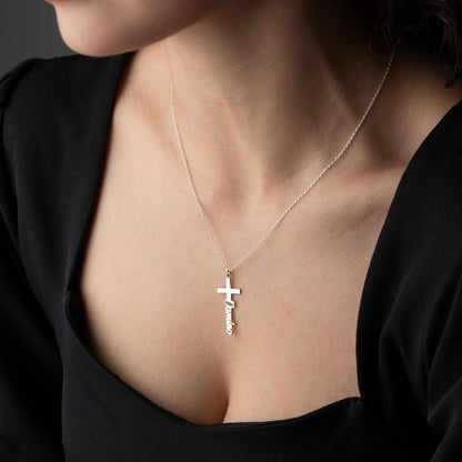 Personalized Baptismal Cross Name Necklace