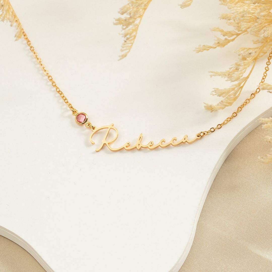 Personalized Birthstone Name Necklace