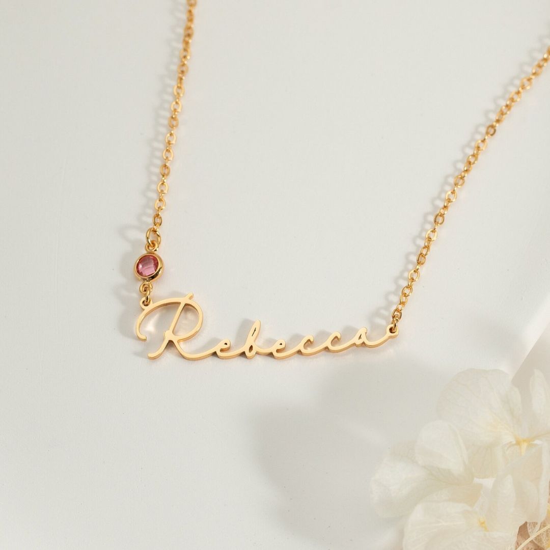 Personalized Birthstone Name Necklace