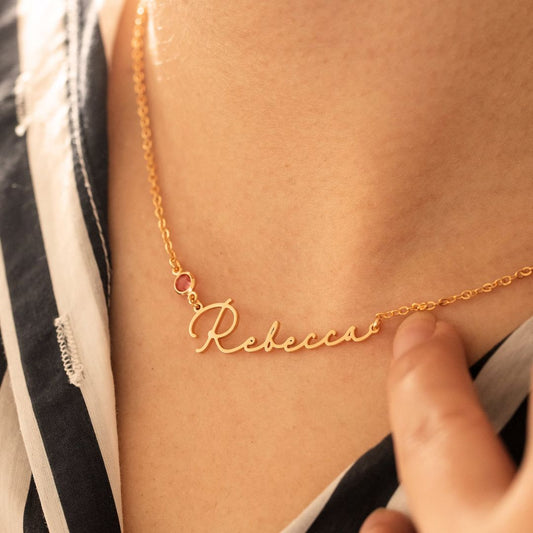 Personalized Birthstone Name Necklace