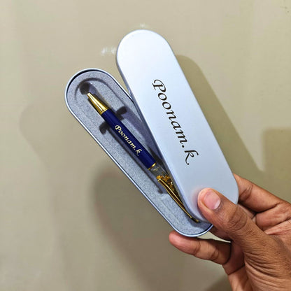 Personalized Black Golden Metal Pen With Name Engraved