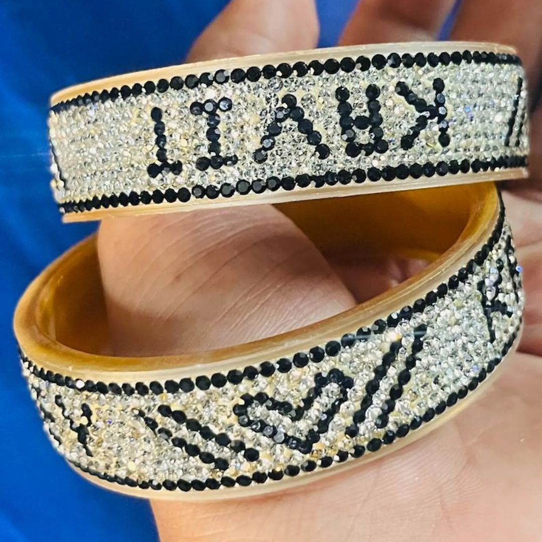 Personalized Black Name Kada Bangle Set