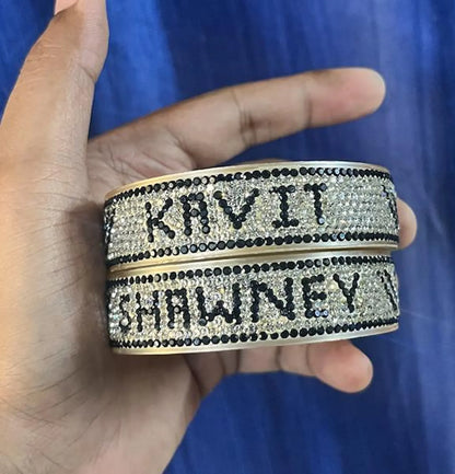 Personalized Black Name Kada Bangle Set