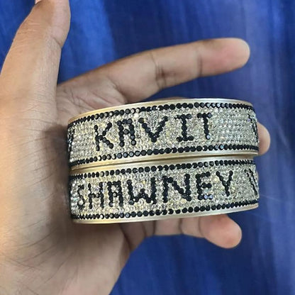 Personalized Black Name Kada Bangle Set